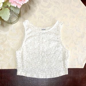 Forever 21 | Floral Lace Halter Crop Top in White*